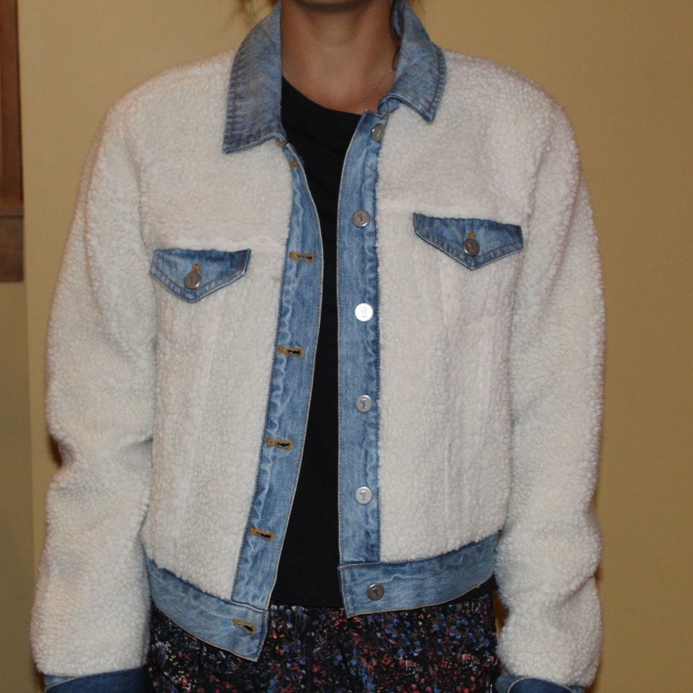 Anthropologie Denim & Fur Coat